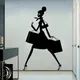 Autocollant Mural en Vinyle avec Silhouette de Femme avec Sac de Shopping Sticker à la Mode pour