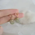 Boucles d'oreilles en Jade naturel pur pour femmes bijoux en or jaune 14 K pierres précieuses