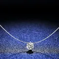 Collier Pendentif Moissanite pour Femme Argent Sterling 925 Ligne de Pêche Bijoux Fins Passe au