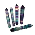 Natural Healing Crystals Stone Colorful Fluorite Crystal Point Carved Crafts Jewelry Home Office