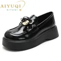 AIYUQI-Mocassins en cuir véritable pour femmes chaussures à plateforme compensée style