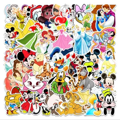 Lot de 10 ou 56 autocollants en PVC imperméables motif dessin animé Disney Mickey Mouse blanc