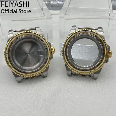 Boîtier de Montre Or et Argent pour Homme Pièces d'Accessoires en Verre de Clip Saphir Cadran de