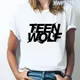 T-shirt Harajuku Teen Wolf pour femmes T-shirt imprimé graphique à la mode T-shirt noir drôle