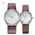 Shengke-Ensemble de montres à quartz pour hommes et femmes bracelet en cuir montre-bracelet pour