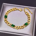 SION L-Bracelets à maillons optiques en cristal vert pour femmes et filles bijoux de poignet en