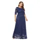 XUCTHHC-Robe de soirée en dentelle grande taille 6XL col rond ajourée avec poches manches