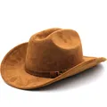 Chapeau de cow-boy west en daim souple pour hommes et femmes casquette de plage à large bord