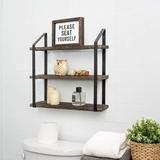 17 Stories Pyala Metal Wall Mounted Bathroom Shelves Solid Wood in Black/Brown | 17 H x 17 W x 5 D in | Wayfair 182A72E6D24544C1A42BE9C815DBD7F0