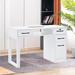 Latitude Run® Sakaye Nail Desk w/ Locking Drawer & Cabinet Wood in White | 30 H x 47.2 W x 19.7 D in | Wayfair AE8690B6DCE942ADA74149892A429283