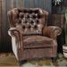 Club Chair - Bloomsbury Market Mahopac 38" Wide Tufted Genuine Full Grain Leather Club Chair in Brown | 43 H x 38 W x 39 D in | Wayfair