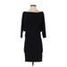 Picadilly Fashions Casual Dress Boatneck 3/4 sleeves: Black Solid Dresses - Women's Size X-Small