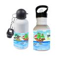 Pirat Trinkflasche personalisiert | wahlweise Aluminium mit Sportverschluss oder Edelstahl m. Trinkhalm | 400-600ml | Kinder | mit Namen