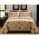 Retro Moon Floral Medallion Quilt Set - Reversible 3-Piece