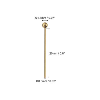 200Pcs Rose Gold Ball Head Pins 20mm Wire Head Pins Brass 20 Gauge - Rose Gold