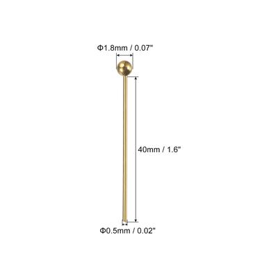 100Pcs Rose Gold Ball Head Pins 40mm Wire Head Pins Brass 20 Gauge - Rose Gold