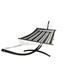 Petra Leisure 15 Ft. Indoor/Outdoor Heavy Duty Black Steel Arc Hammock Stand & Premium Quilted Hammock Bed w/Pillow.(Elegant Blue/White Stripe)