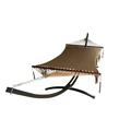 Petra Leisure 15 Ft. Indoor/Outdoor Heavy Duty Black Steel Arc Hammock Stand + Deluxe Hand Woven 2 Person Brown Bohemian Chic Rope Hammock Bed. 450Lb Capacity.