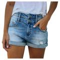 ASEIDFNSA Christmas Shorts for Women Women S Bike Shorts High Shorts Hole Denim Trendy Stretch Pants Waist Women Women Curling Pants