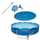 Intex 12 Ft Pool Cover Tarp Cleaning Kit and Above Ground Swimming Pool