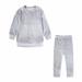 YFPWM Toddler Girls Clothes Outfits Kids Spring Fall Winter Clothing Autumn Winter Girls Crew Neck Long Sleeve Casual Silk Trousers Set Gray 4-5 Years