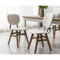 Guyou Mid-century Farmhouse Dining Chair Set of 2 Modern Linen Upholstered Kitchen Side Chair with Back and Wooden Legs for Dining Room Living Room Cream