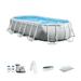 Intex 26795EH Prism Frame 16.5ft x 9ft x 48in Outdoor Above Ground Oval Pool Set with Pump Cover and Ladder Gray