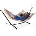 Space-Saving Hammock with Stand 2 Person 550 Pound Capacity Outdoor Patio Yard Indoor Hammock Bed Quilted Fabric