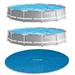 Intex 12ft x 30in Prism Frame Pool Pump (2 Pack) w/ Pool Solar Cover Tarp Blue