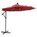 Elitezip 10 FT Solar LED Patio Outdoor Umbrella Hanging Cantilever Umbrella Offset Umbrella Easy Open Adustment with 32 LED Lights Fade-Resistant Canopy for Backyard Pool Red