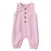 Baby Boy Clothes Striped Romper Sleeveless 1 Piece Button Jumpsuits Cotton Linen Pajamas Boy Outfits