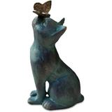 Cute Cat and Butterfly Curiosity Garden Statue Curious Cat Play with Butterfly Statue Garden Cat Statue Animal Sculpture Outdoor Patio Lawn Yard Decoration Gray