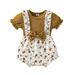 Baby Boy Clothes 3M-18M Short Sleeve Floral Printed Bowknot Romper Bodysuitt Girl Clothes
