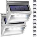 12 Pack Solar Step Lights with Side Button JACKYLED Outdoor Solar Fence Lights Waterproof Deck Lights Stainless Steel