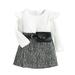 YFPWM Newborn Infant Baby Girl Clothes Set Baby Girls Fall Winter Round Neck Blouses Skirt With Belt Bag Baby Fashion Suit White 5 Years