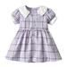 LBECLEY Girls Dresses Size 6 Dress Kids Toddler Baby Girls Spring Summer Plaid Cotton Short Sleeve Princess Dress Clothes 6X Girls Dress Toddler Girl Outfit Purple 80