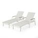 GDF Studio Joy Outdoor Aluminum Adjustable Chaise Lounges Set of 2 White Mesh