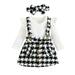 YFPWM Clearance! Infant Baby Girl Outfits Infant Girls Strip Cotton Open Button Top With Plaid Skirt Butterfly Knot Hairband Three Piece Set Black 9-12 Months