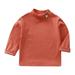 LBECLEY 4 Under Toddler Kids Girls Long Sleeve Basic Inside T Shirt Casual Tees Shirt Tops Solid Cloths Blank Tops Girls Sweatshirt Orange 140