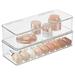 mDesign Long Plastic Cosmetic Storage Organizer Box Hinge Lid 2 Pack Clear