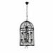 MIDUO 8-Light Vintage Cage Crystay Chandelier Industrial Black Pendant Light