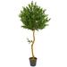 Nearly Natural 3 ft. Fiddle Leaf Fig Artificial Tree with Metal Planter Black