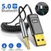 SAINSPEED Bluetooth Car Receiver Small 3.5mm Auxiliary Adapter for Wireless Music Streaming with Car/Home Stereo Bluetooth 5.0 Auto Connect