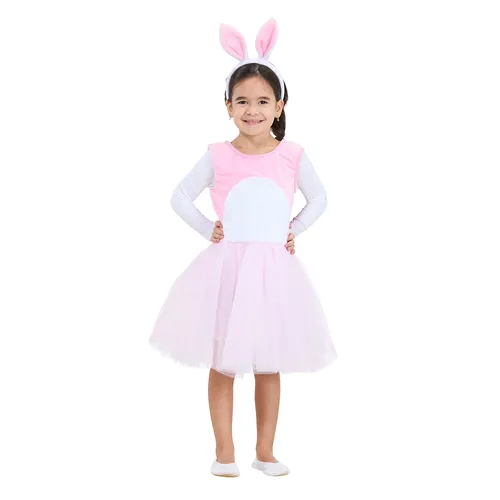 buttinette Kinderkleid Hase, rosa/weiß