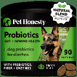 Pet Honesty Dog Gut and Immune Health Support Probiotic Supplement w Prebiotics Fiber and Enzymes Pumpkin Flavor 90 Count Soft Chews