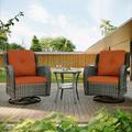 Meetleisure Outdoor Swivel Rocker Wicker Patio Chairs Sets of 2 With Table Orange