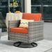 Ovios 1 Pieces Outdoor Patio Furniture Wicker Swivel Chair with Cushions for Backyard