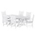 WestinTrends Malibu Outdoor Patio Dining Set for 6 All Weather Poly Lumber Patio Furniture Set 71 Farmhouse Dining Table Set with Umbrella Hole and 6 Patio Chairs White