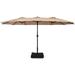 Patiojoy 15FT Double-Sided Twin Patio Umbrella with Base Extra-Large Market Umbrella for Outdoor Coffee