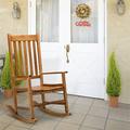 Wooden Rocking Chair Single Rocker Porch Rocking Chair For Outdoor Indoor Garden Patio Yard Square White